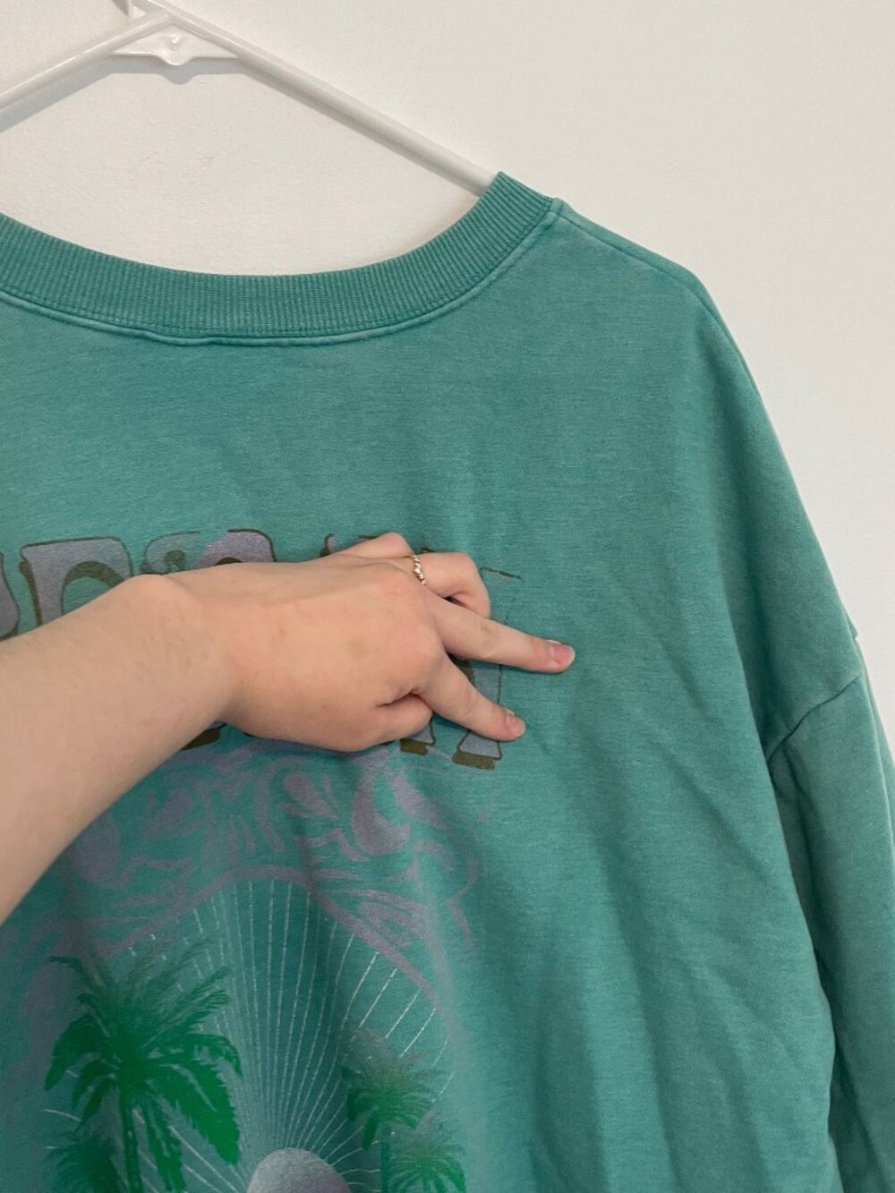 WILD FABLE Oversized Sweatshirt Teal Blue Green Beach Vibes Summer Vacation Boho - Picture 13 of 16